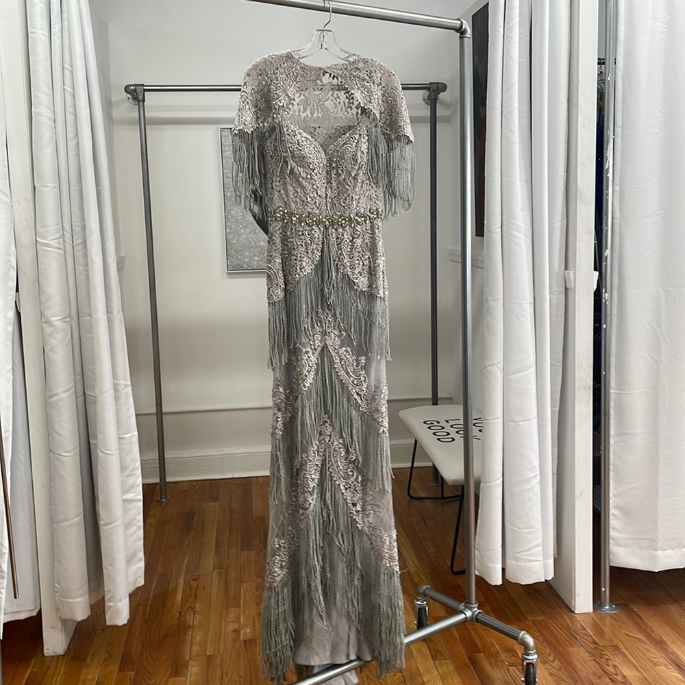 SILVER FRINGE DRESS WITH REMOVABLE TOP!